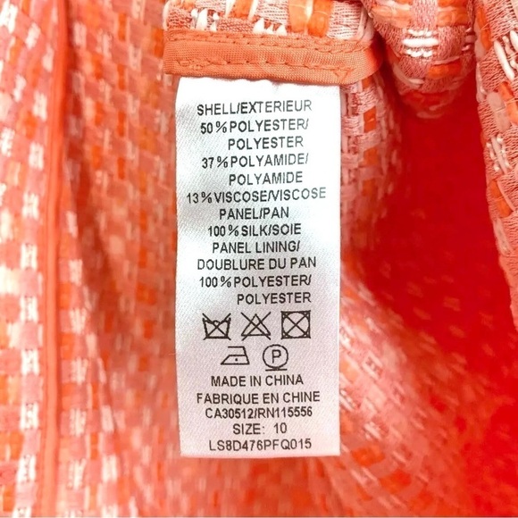 Ports 1961 Tweed Silk Pleated Panel Woven Cocktail Dress Peach Pink Size 10 - Picture 7 of 8